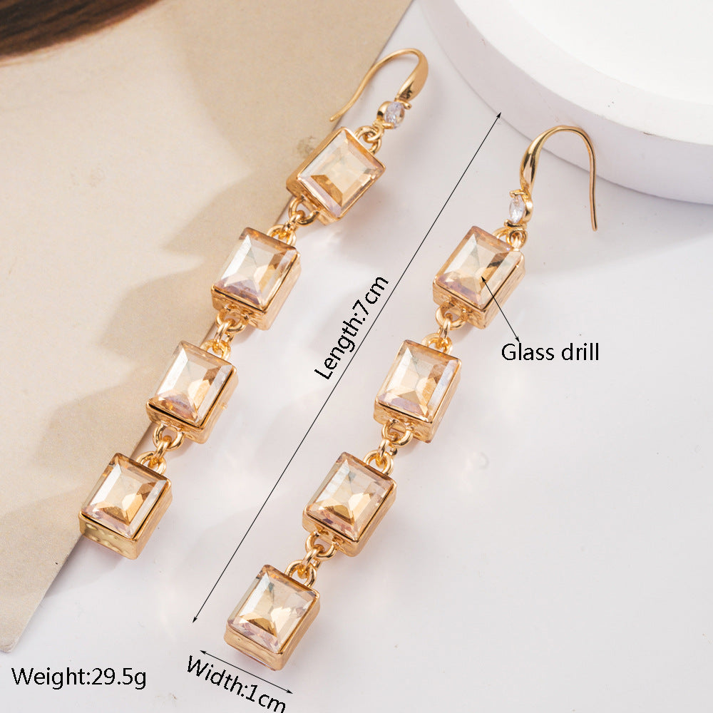 Wholesale Bohemian ethnic style turquoise milk grain leather diamond hollow earrings